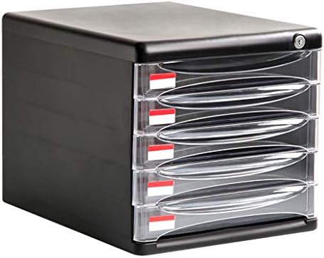 File Shelf, Desktop Data Storage Cabinet File Cabinet 5 Layers with Lock Plastic Transparent Chest Drawers