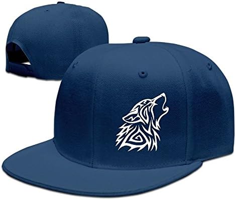 Adult Snap-Back Caps,Tribal Wolf Howl Adjustable Hip Hop Flat Brim Baseball Cap