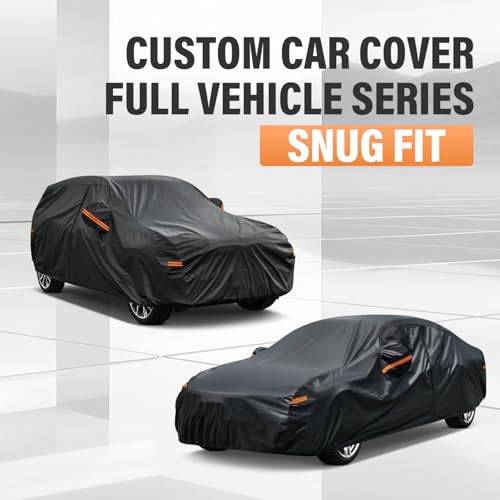 Kayme Funda para Auto, Cubre Coches Exterior Impermeable Transpirable Anti-UV Antipolvo de 7 Capas, Cubierta para Coche con Cremallera y Forro de Algodón Tira Reflectante para Sedán (470 a 490 cm)