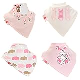 Zippy Fun Baby Bandana Drool Bibs (4 Pack Gift Set) Cute Pink