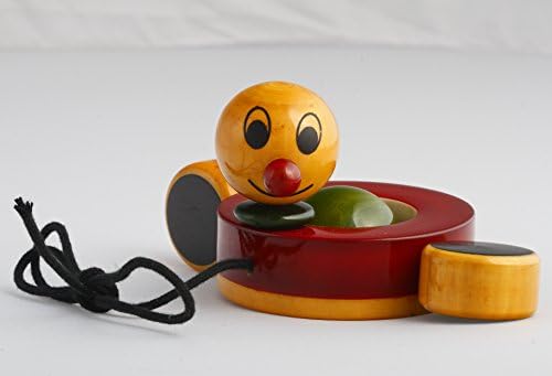 Handmade Wooden Pull Toy Duck with Paddling Motion, made using Natural Colors for Toddlers 18 months old and up, helps in early education and development | DUBY DUCK by Maya Organic