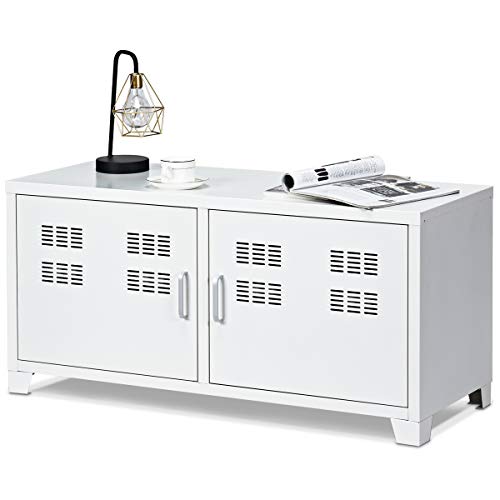 Tangkula Iron Art Tv Stand Television Stand Cabinet Metal