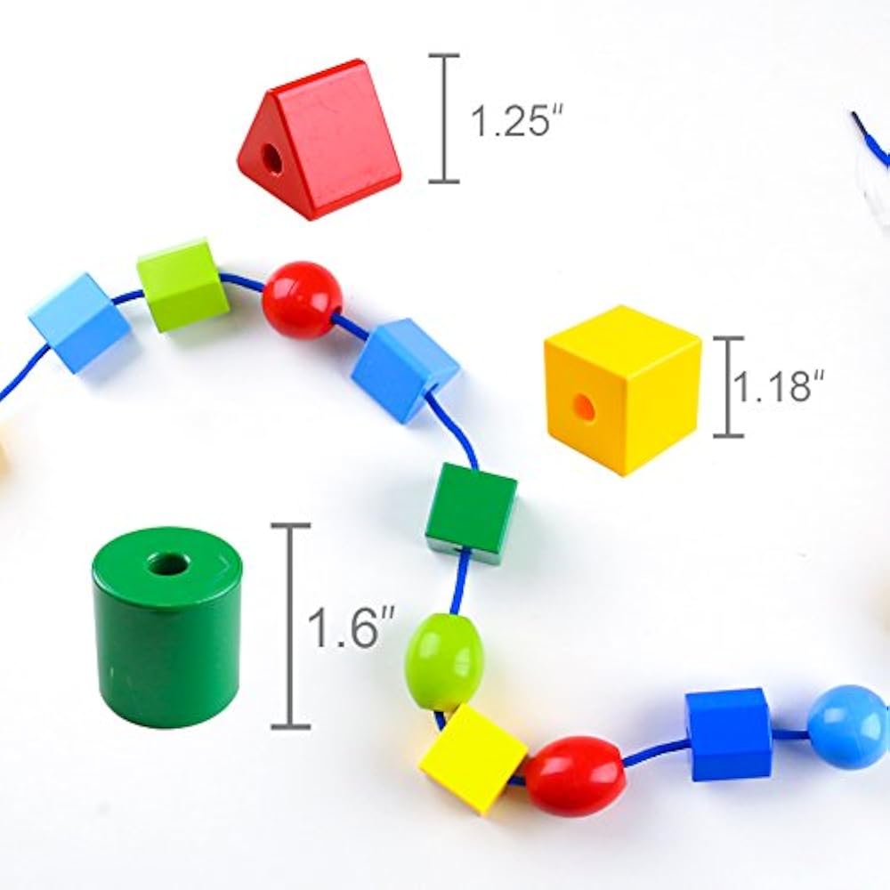 Large Lacing Bead Set Kids,Bead Stringing Toddlers 36 Jumbo Beads " 2