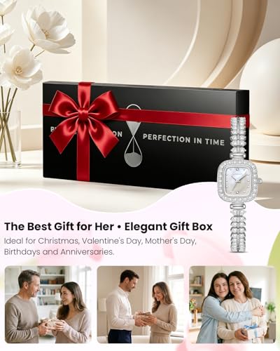 CIVO Women's Watch Small Analogue: Waterproof Rectangular Dial Wristwatches with Stainless Steel Silver Gold Strap – Elegant Gift for Women Anniversary Birthday Gift