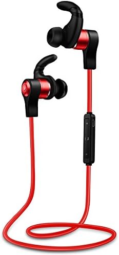 XIQEER Bluetooth Headphones, Best Wireless Sports Earphones Mic Waterproof HD Stereo Sweatproof Earbuds for Gym Running Workout 3 Hour Battery Noise Cancelling Headsets (Red)