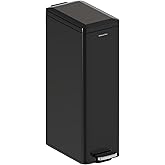 SolaceCove Soft-Close Trash Can with lid,8 Gallon/30L Anti-Fingerprint Stainless Steel Garbage Can with Foot Pedal for Kitchen, Black