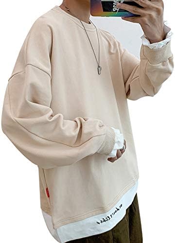 Amazon メンズファッション フェイクレイヤード つづり合わせ パーカー 韓国ファッション Ins 秋服 通学 Bf風 上着 ファッション コート コート ジャケット 通販