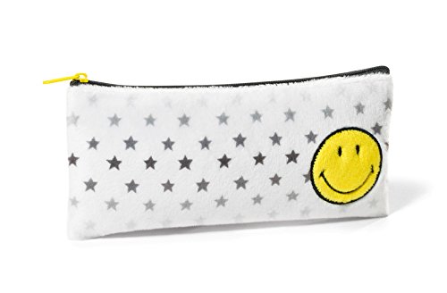 Nici 40728 Smiley pencil case in yellow with stars, plush, 21 cm x 10 cm