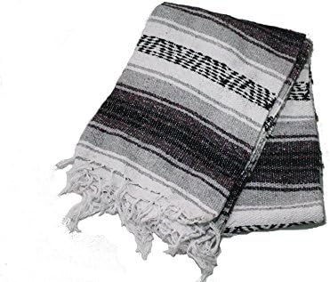 Batty Bargains Hand Woven Acrylic Mexican Blanket (Grey)