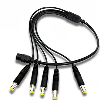 OOSSXX Black 1 Male to 5 Port Female Way DC Power Splitter Cable 5.5 x 2.1mm Plug for CCTV Cameras LED Light Strip etc