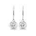 Sterling Silver Genuine, Simulated or Created Gemstone 6mm Round Bezel-Set Dangle Leverback Earrings