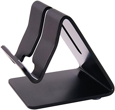 Cell Phone Stand Sturdy Aluminum Mobile Stand, dock for iPhones, iPad Mini, and Most Android Smartphones/Tablets | Anti Slip and Anti Scratch Rubberized Foot and Nest (Black)
