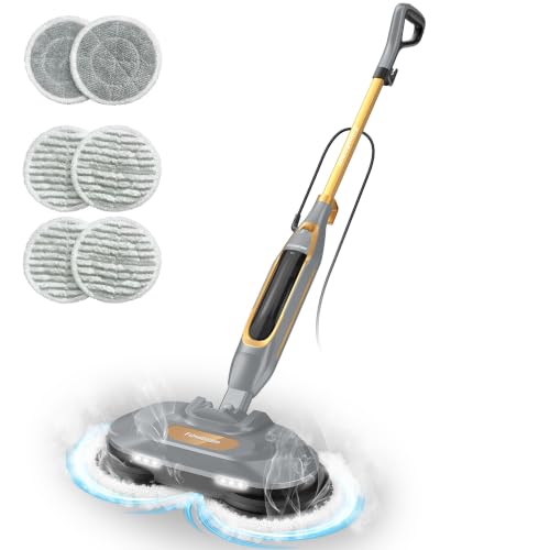 FUNSTEAM Steam Mop with Double Rotation and Self-Propelled | 6 washable microfibre pads, 4 cleaning modes, for tiles, laminate, parquet and sealed hard floors