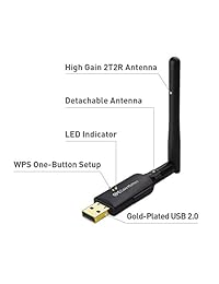 Cable Matters Gold Plated Wireless N 300 Mbps USB Adapter con antena externa de alta ganancia para Windows