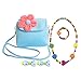Aligle Little Girl Beauty Set Plush Flower Handbag + 2 Hair Clip + Necklace and Bracelet（Blue