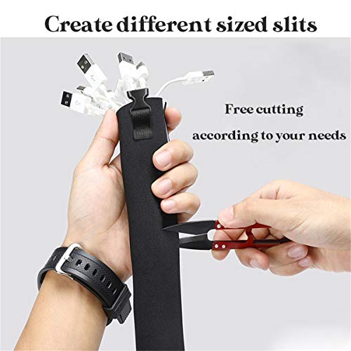 Premium 4 Pack Cable Management Sleeve with 5 Pieces Cable Tie, Adjustable Cord Organizer Cable Wrap Wires Cover Sleeves Wraps Wire Hider System with Zipper and Buckle for Desk Home Office Computers