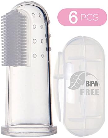 Baby Toothbrush, 6 Pack Toddler toothbrush Food Grade BPA Free Silicone Finger Toothbrush for Infant, Toddlers and Kids