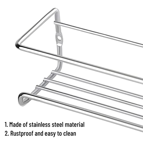 VIAV 4 Pack Spice Rack Organizer, Wall Mounted Storage Rack Hanging Shelf - Perfect Seasoning Organizer For Your Kitchen Cabinet, Cupboard or Pantry Door, Silver