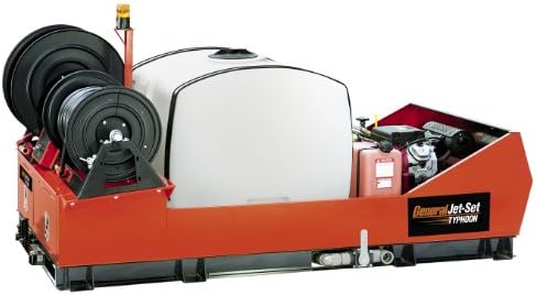 General Pipe Cleaners S-J-2512-A-V NA Typhoon Skid Mount Typhoon Jet 24 HP 2500 PSI Drain Cleaner with 200 Gallon Holding Tank, 250 Ft. x 1/2" Hose and Nozzle Set SJ2512AV