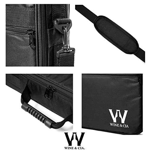 Bolsa Mala Para Transportar 6 Garrafas Vinho em Viagens Com Espuma De Proteção Anti Shock Wine & Companhia (Preto)