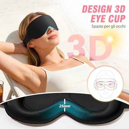 Mascherina per Dormire 3D, 100% Oscurante, Spazioso e Traspirante — foto 3 di 8