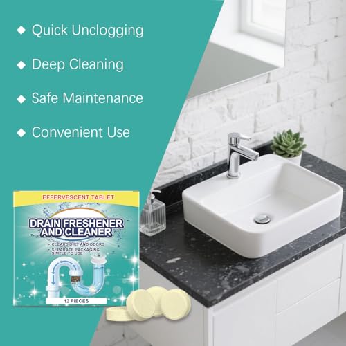 LBOYLOVE® 12 Pcs Drain Cleaner for Bad Smells, Deodorizer Tablets Remove Odor Causing Residues, Garbage Disposal Cleaner For House, Kitchen, Bathroom Drain Cleaning Care