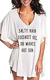 Shanshan Women's Baggy Swimwear Bikini Cover-ups/beach Dress/night T-shirt (Free size, White)