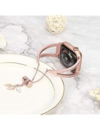 Bling Bracelet Compatible para Iwatch correas Series 4 3 2 1 para mujeres niñas, pulsera de acero inoxidable con diamantes de imitación para Apple Watch correas ajustable colgante