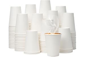 YEEHAW 12 oz 300 Pack Disposable Paper Coffee Cups, Bulk White Hot to Go Cups for Hot Coffee, Hot Liquid, Chocolate, Juice, Hot Beverage Drinkings, Ideal for Cafes, Bistros, Office and Family