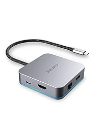 EQUIPD USB C Hub, Aluminum Type C Adapter with PD Charging Port, 4K HDMI Output, Gigabit Ethernet Port, 3 USB 3.0 Ports Compatible MacBook Pro 13" 15", MacBook Air 13", MacBook 12” and More   Grey