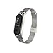 OLLIVAN for Xiaomi Mi Band 3 Replacement Strap, Stainless Steel Wristband Bracelet Replacement Band Wrist Strap for Mi Band 3 Tracker, Host Remove Easily via Double Elastic Buckle (Buckle Sliver)