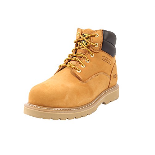 Rockhard 6" Steel Toe Work Boots - Timberland Style Work Boots -Steel Toe Plus Oil Slip Resistant and Electrical Hazard Resistant- Wheat Color - by (10.5)