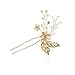 SWEETV Gold Handmade Women's Hairpins Rhinestone Pearl Hair Pin Clip Accessories for Wedding Party