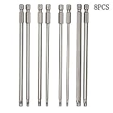 Torx Screwdriver Bit,CSDYNG 8 Pieces 1/4 Inch Magnetic Hex Shank T9-T40 6 Inch Length S2 Steel Torx Security Head Screwdriver Drill Set Bits