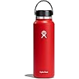 Hydro Flask Wide Mouth vacuum insulated stainless steel water bottle with leakproof closeable lid for cold water drinks, sports, travel, car and school