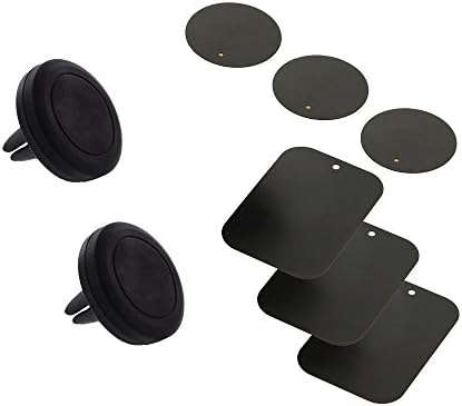 (2-Pack + 6-metal plates) Universal Car Vent Magnetic Mount โ Phone, GPS, Camera (Automobile, Dashboard, Air, Dash, Desk, Cell Phone Holder, Hands Free). Great Christmas Stocking Stuffer!