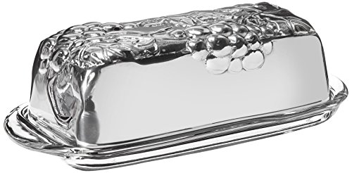 Arthur Court Designs Aluminum Grape Covered Butter Cream Cheese Dish with glass dish