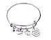 Infinity Collection New Mom Bracelet – A Mother’s Love Is Forever Charm Bangle with Pink Birthstone, Baby Feet and Heart Charms, New Mom Gift from Daughter or Baby Shower Keepsake