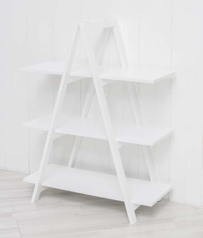 title=Libreria a scala a forma di A con 3 ripiani, colore bianco