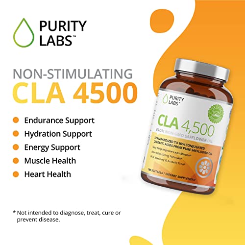 Purity Labs CLA 4500MG NonGMO Safflower Oil Supports Energy, Heart