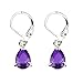 Auwer Earrings, Charming 925 Silver Waterdrop Cut Amethyst Dangle Drop Earrings Wedding Jewelry (Purple)