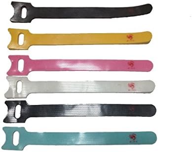BIXU(TM) Reusable Fastening Velcro Cable Ties with Microfiber Cloth for Cables Everywhere - Multi colors (T shape, 30pcs)