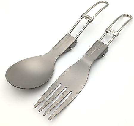 ZEARE Titanium 2PCS Lightweight Tableware Fork,Spoon,Folding Flatware Set Suitable for Families, Kitchen, Hotel, Restaurants,Traveling Camping Picnic-Dishwasher Safe