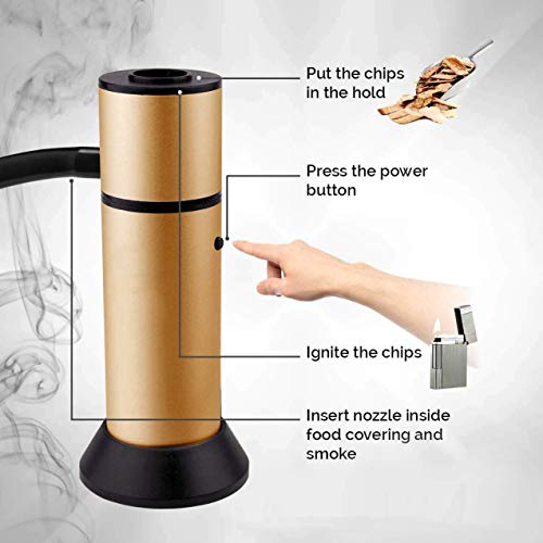 TMKEFFC Smoker Gun Smoke Infuser Food Smoker Meat Salmon Sausage Meat Smoker Hand-held Portable +Smoking Wood Chips for Smoking Food on BBQ