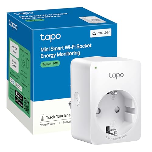 TP-Link Tapo P110M Matter WLAN Steckdose mit Verbrauchsanzeige, Matter smart Home, funktioniert mit Alexa, Google Home, SmartThings, Tapo App, Sprachsteuerung, Fernzugriff