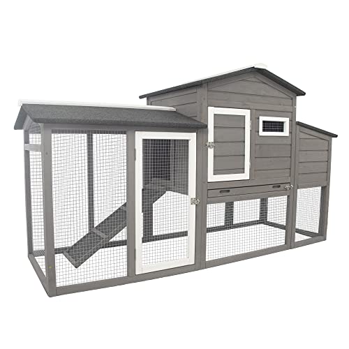 Ketive 69in Chicken Coop Large Wooden Mobile Outdoor Hen House with