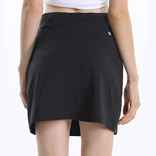 Toomett Women Anytime Active with Underneath Shorts Skorts Lightweight Quick Dry Workout with Pocket Skirt,#178,Black,US S - Thumbnail 2