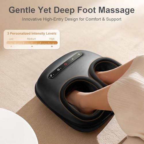 Nekteck Masajeador de pies Shiatsu con calor, terapia de amasamiento profundo y compresión de aire para la salud de los pies. Herramientas de masaje para pies que mejoran la circulación sanguínea y alivian el dolor. Regalos para hombres y mujeres.
