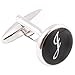 H&H HJ Men's 2PCS Rhodium Plated Cufflinks Silver Initial Letter Shirt Wedding Business 1 Pair Set Black J