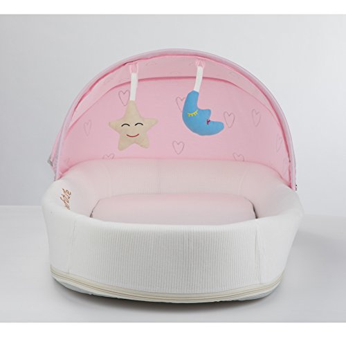 Summer Baby Infant Bassinet Crib Travel Bed Sleeper Mattress Lounger Cradle Newborn Portable Gift (Pink) - Thumbnail 4